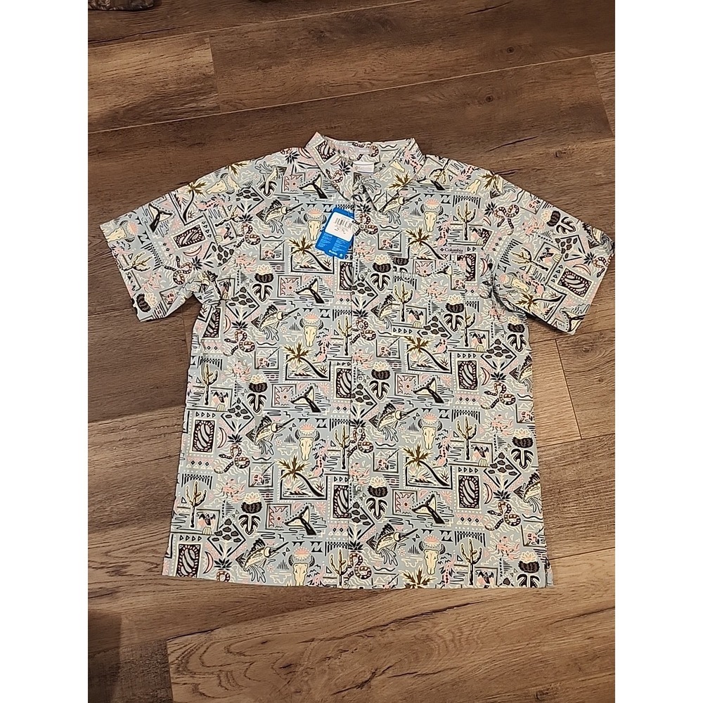 Columbia‎ Mens Wild Cast Camp Shirt XL Crushed Blue Bajabound